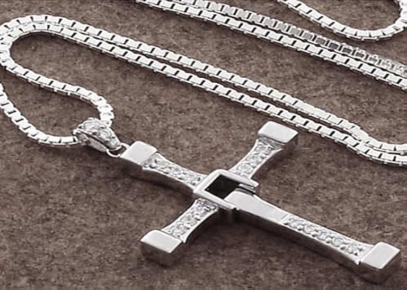 S925 Pure Silver Fast X Necklace ~ Zircons Paved Cross